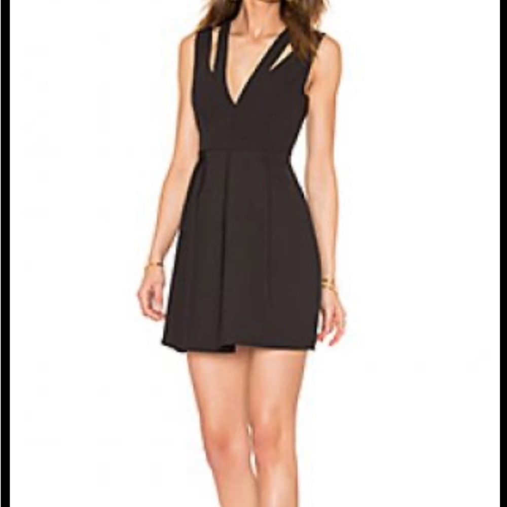 BCBGMaxAzria Black Sheath Dress Plunge Neckline